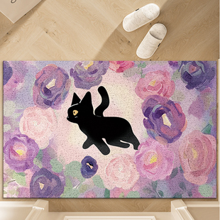 卡通梦幻猫咪耐脏进门口入户地垫丝圈家用耐磨地毯蹭土刮泥脚垫子