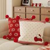 kitty红色抱枕套客厅沙发新年装 饰ins风卧室床头飘窗靠背靠垫含芯