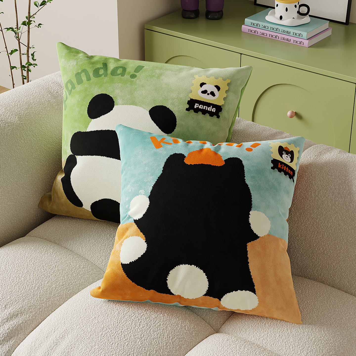 可爱猫咪客厅沙发抱枕套卧室床头床上靠背垫腰靠飘窗靠垫腰枕含芯