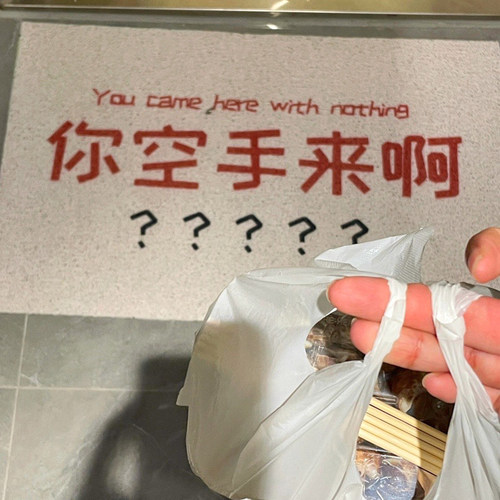 你空手来啊地垫入户门进门pvc 丝圈防水防滑加厚家用玄关创意文字