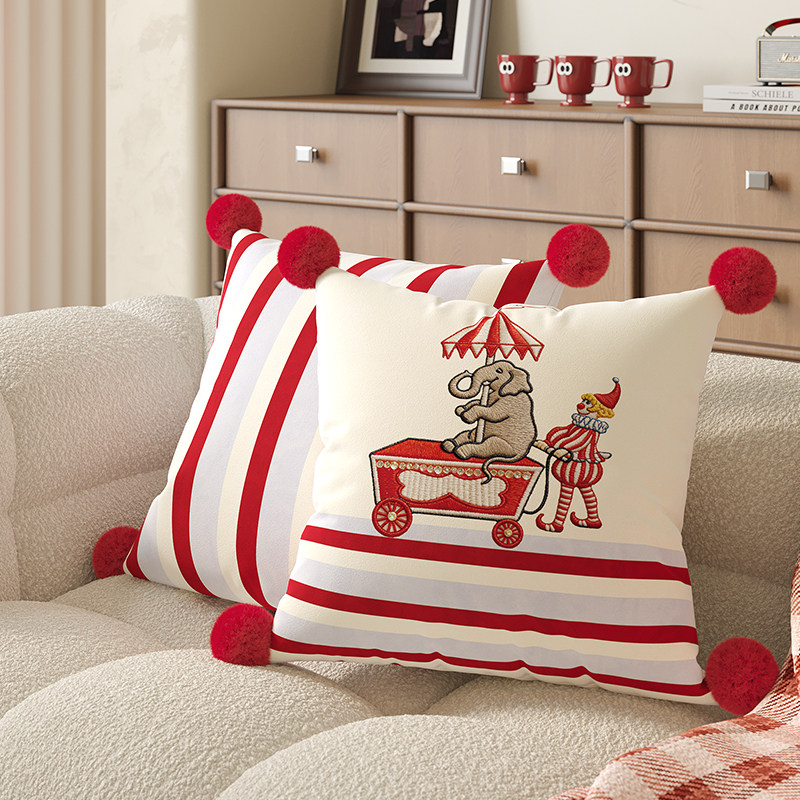 红色简约条纹客厅沙发靠背垫家用卧室房间床头腰枕摆件抱枕套含芯,居家布艺,靠垫/抱枕,淘宝优惠券,粉丝福利购,淘宝优惠卷