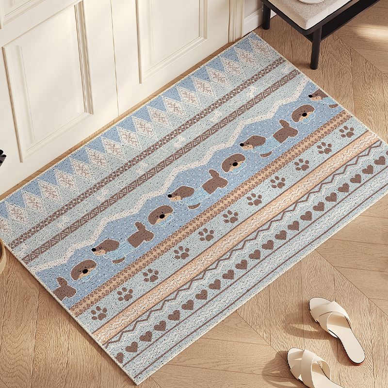 蓝色费尔岛入户门地垫进门门口门垫耐脏防滑地毯可擦洗可裁剪脚垫