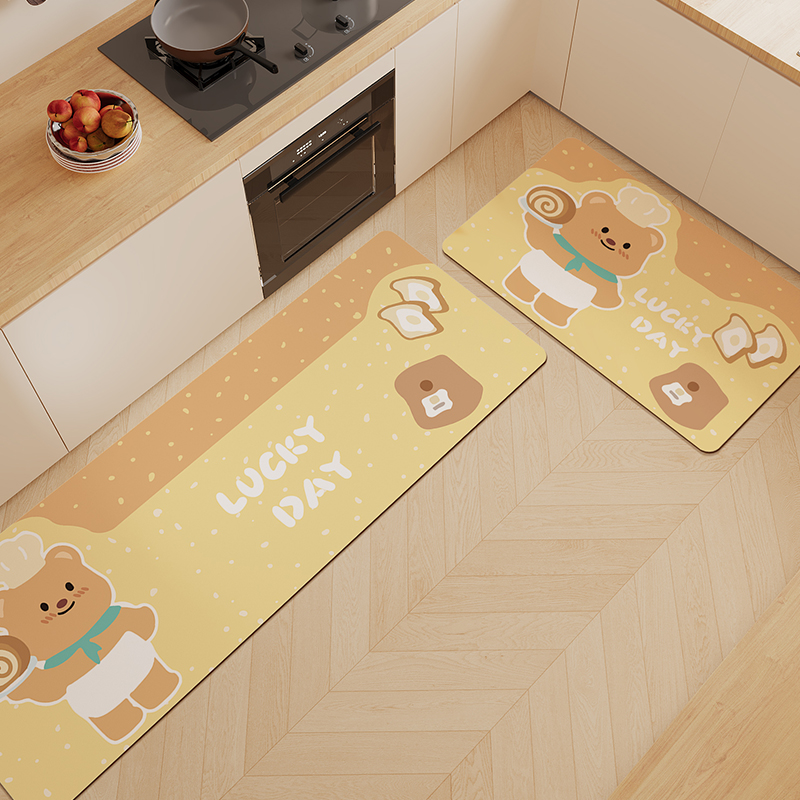 黄油小熊厨房地垫专用吸水垫易打理吸油防滑可擦免洗防油耐脏地毯