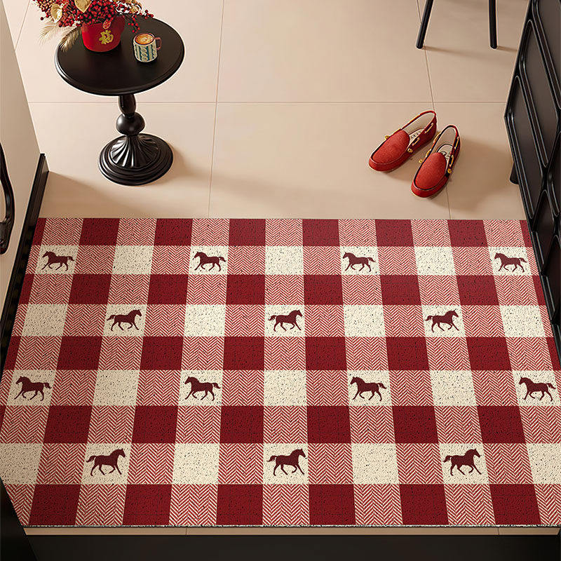 红色新年马年入户门地垫进门装饰丝圈脚垫子玄关除尘地毯防滑门垫,居家布艺,入户地垫,淘宝优惠券,粉丝福利购,淘宝优惠卷