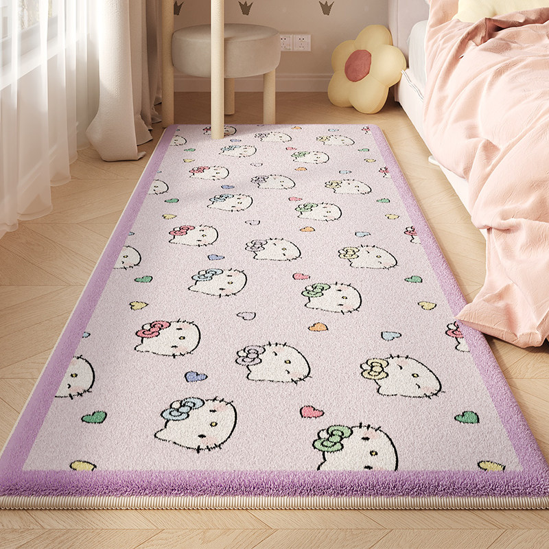 可爱kitty猫床边地毯公主卧室床边毯女孩儿童房加厚毛绒防滑地垫,居家布艺,地毯,淘宝优惠券,粉丝福利购,淘宝优惠卷
