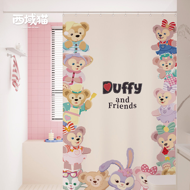 卡通可爱浴室浴帘卫生间防水布免打孔高档遮挡窗帘淋浴隔断门帘子,家庭/个人清洁工具,浴帘,淘宝优惠券,粉丝福利购,淘宝优惠卷