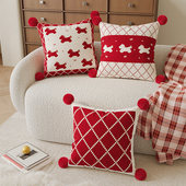 小马红色新年抱枕套沙发客厅靠枕卧室床头飘窗可拆洗靠垫喜庆装 饰