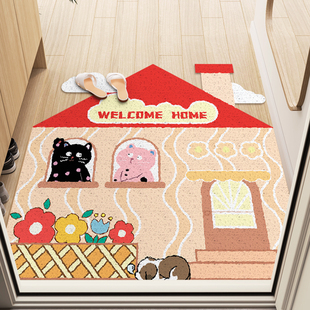 可爱家用入户垫门口玄关丝圈地垫门外除尘免洗耐脏耐磨蹭土脚垫子