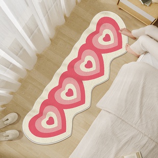 少女仿羊绒睡房地毯客厅公主卧室床边毯不规则衣帽间脚垫飘窗地垫