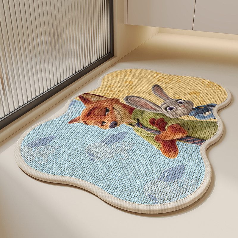 疯狂动物城浴室吸水地垫卫生间厕所门口防滑脚垫子亚麻编织软地毯,居家布艺,家用脚垫,淘宝优惠券,粉丝福利购,淘宝优惠卷