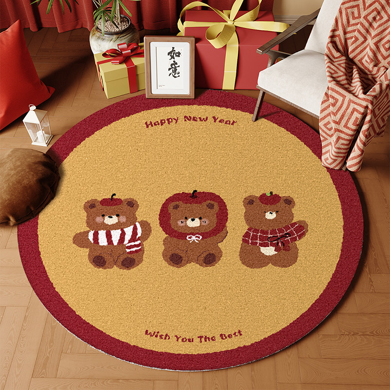 红色卡通地毯儿童房圆形地垫可爱女孩家用脚垫卧室阅读区床边地毯,居家布艺,地毯,淘宝优惠券,粉丝福利购,淘宝优惠卷