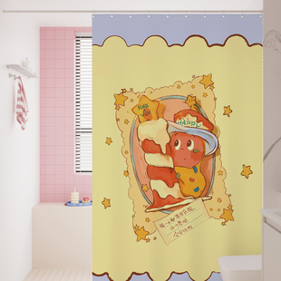 浴室浴帘加厚高档防水布卫生间洗澡隔断帘套装免打孔洗澡间门帘子