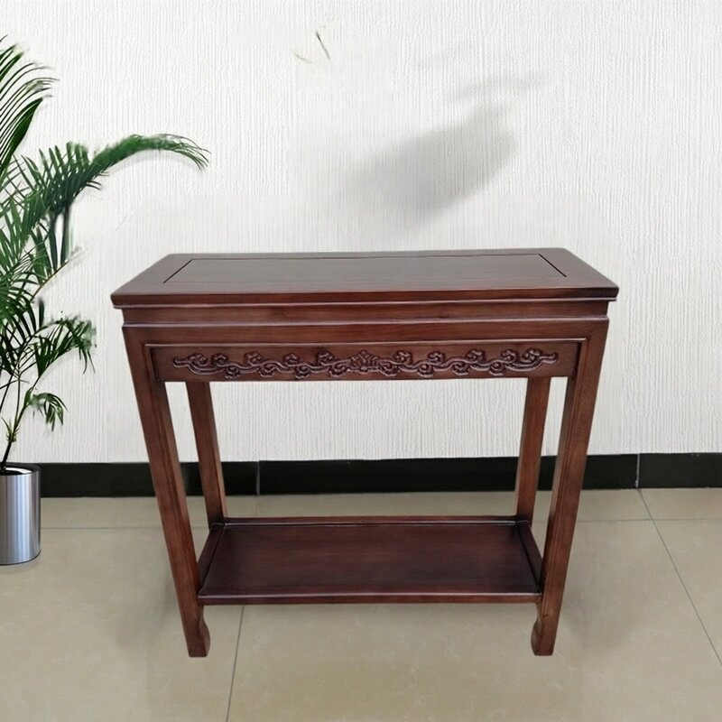80实木盆景架方形鱼缸桌奇石桌窄边桌花架中式边角几茶几桌子边几