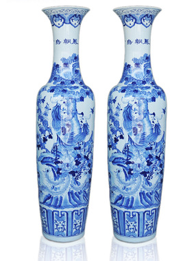 落地摆件手绘百鸟朝凤花瓶典礼