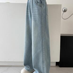 女童加绒牛仔裤秋冬款儿童一体绒直筒冬季大童阔腿裤12岁女孩裤子