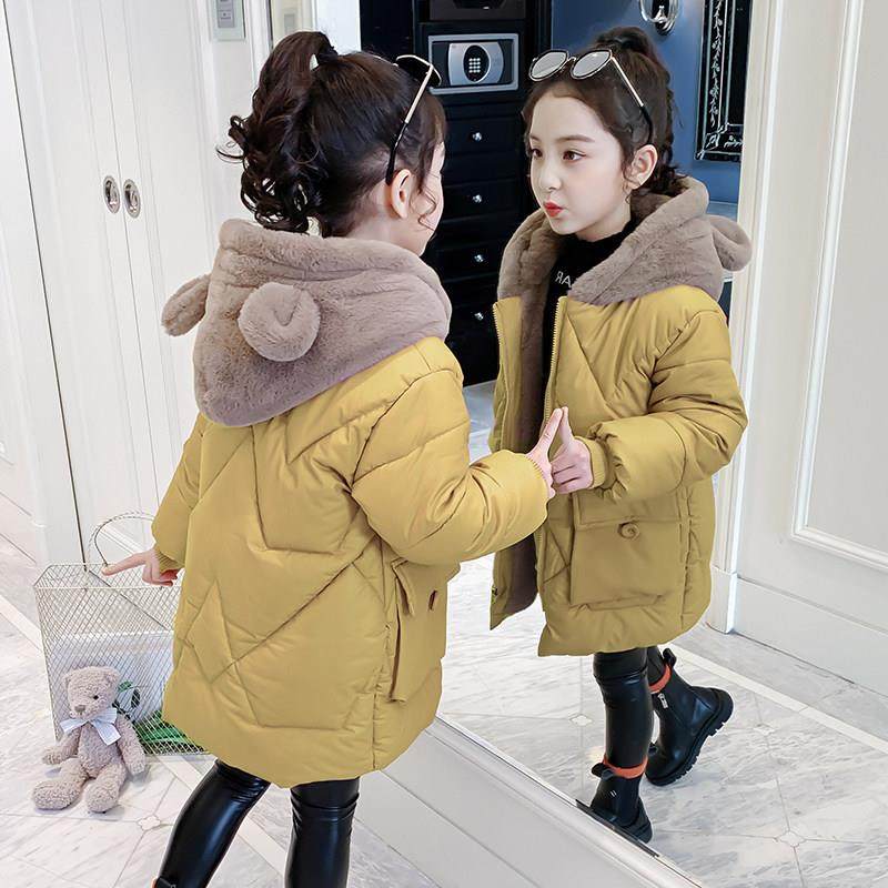 女童棉服冬装2024新款洋气羽绒棉袄中长款外套冬季儿童加绒棉衣