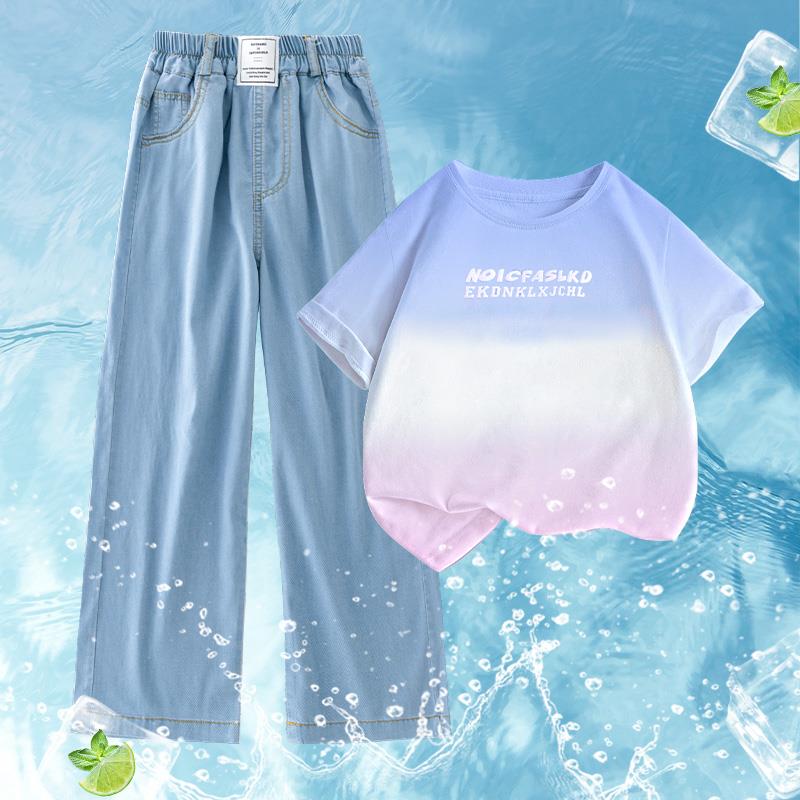 女童夏季套装儿童2025新款夏装多巴胺大童洋气时髦短袖夏天两件套图片