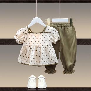 女童夏装套装2023新款时髦网红韩版宝宝短袖两件套洋气儿童衣服潮