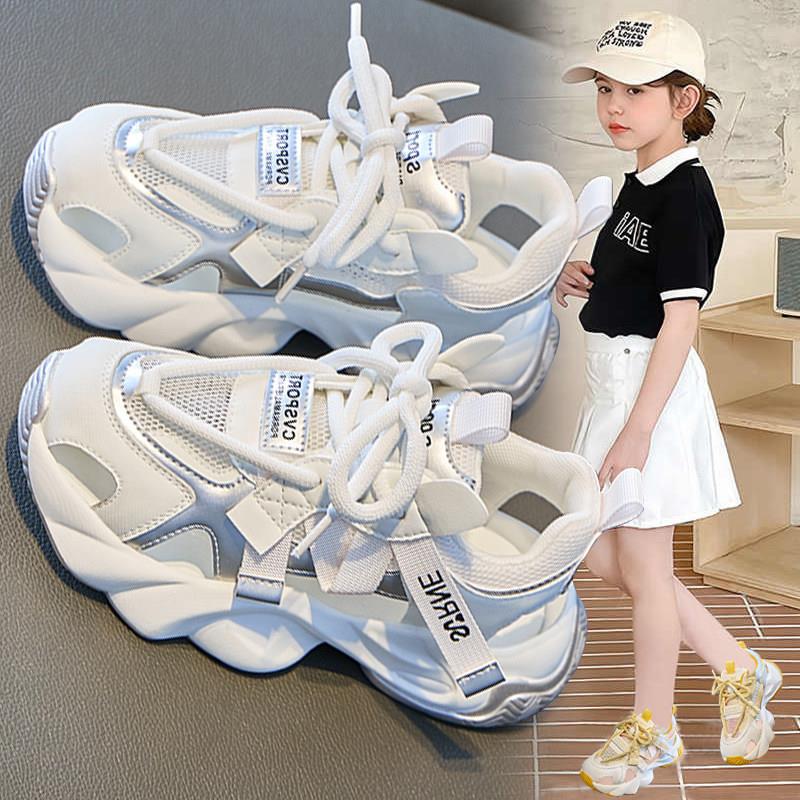 女童老爹鞋夏季2026新款镂空网面大童夏款儿童运动鞋女学生跑步鞋