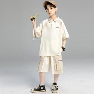 男童夏季套装2025新款夏装中大儿童男孩夏款POLO衫帅气时髦短袖潮