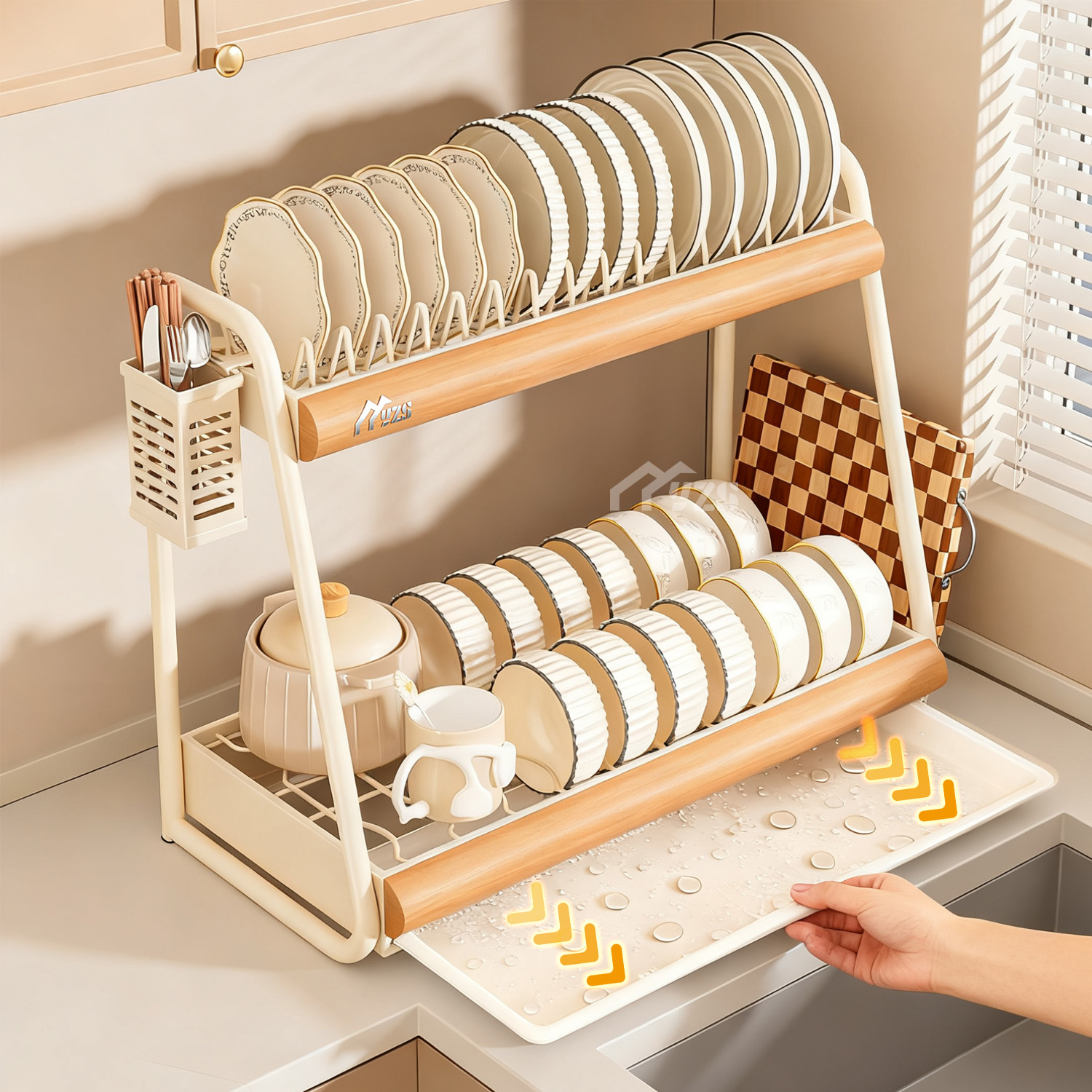 厨房置物架碗碟碗盘收纳架沥水架家用多功能放碗架碗筷收纳盒碗柜