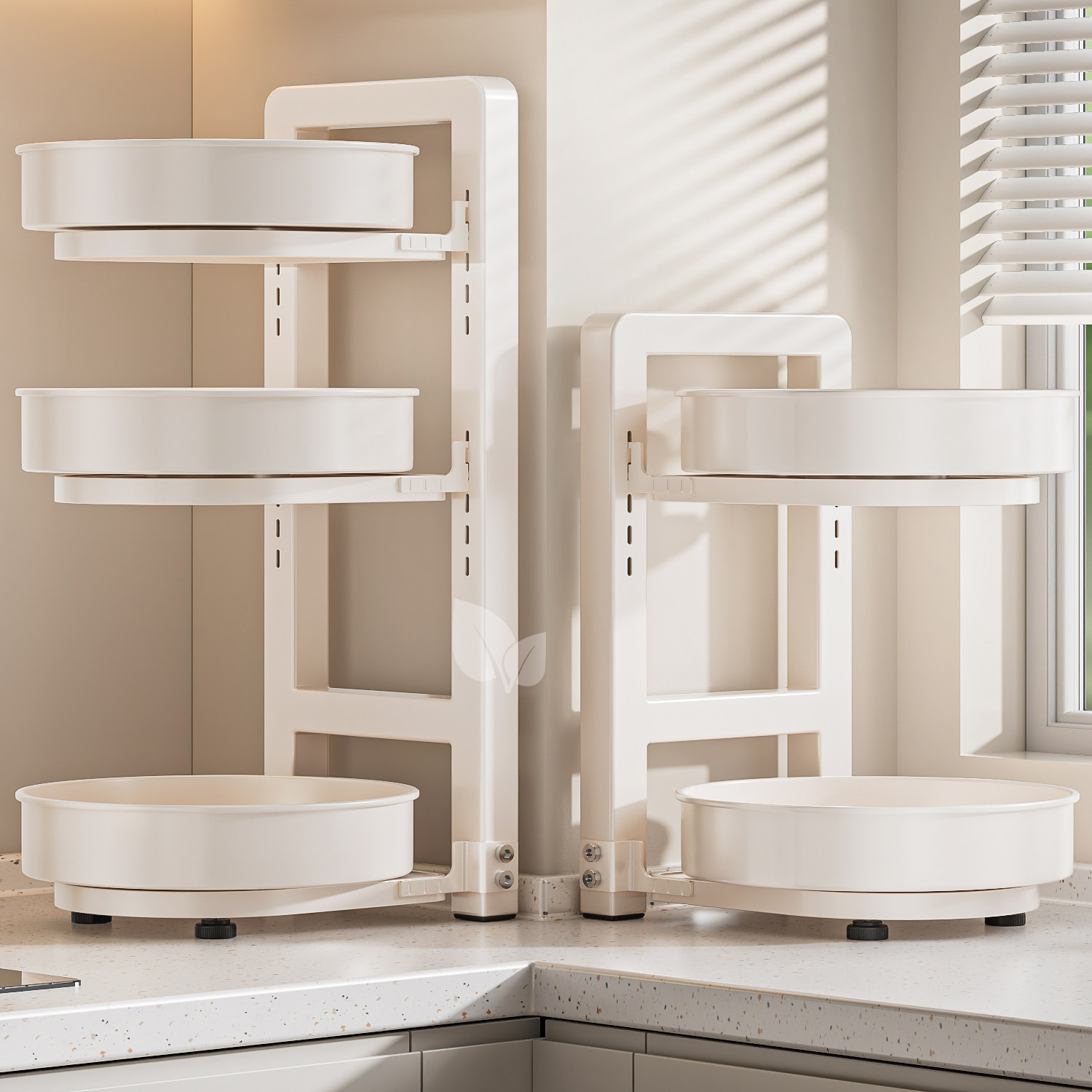 日式旋转调料品置物架厨房架子双层家用台面转角佐料调味品收纳架