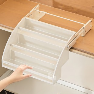 吊柜升降拉篮厨房橱柜高柜冰箱烤箱上零食调味拉篮加深收纳置物架