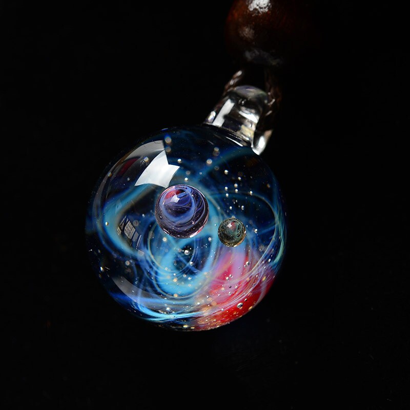 宇宙星空玻璃球珠子吊坠天体项链水晶球吊坠小饰品星火琉璃