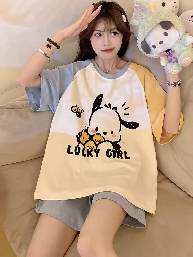 睡衣女夏款短袖套装2024新款纯棉图片