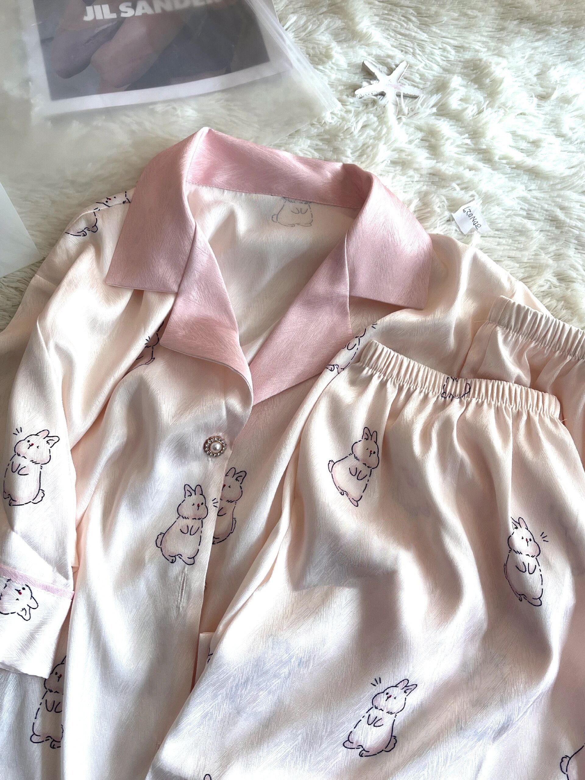 少女可爱卡通印花短袖睡衣女夏天2023新款冰丝开衫短裤家居服套装,女士内衣/男士内衣/家居服,睡衣/家居服套装,淘宝优惠券,粉丝福利购,淘宝优惠卷