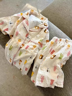 两件套 少女可爱卡通印花短袖 翻领睡衣女夏季 网红风新款 家居服短裤