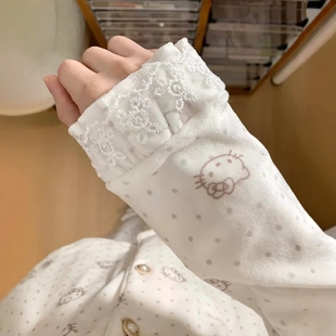 海岛绒睡衣女秋冬季加绒加厚珊瑚绒冬天保暖奶呼呼甜美波点家居服