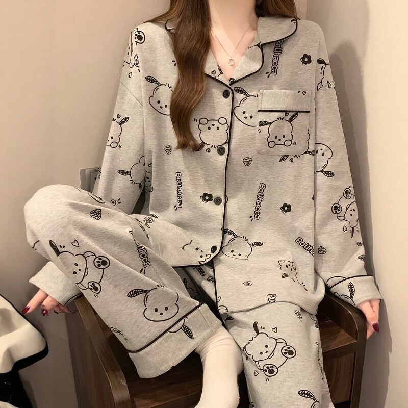 卡通可爱长袖开衫睡衣女新款春秋冬季加厚棉家居服套装2026年新款