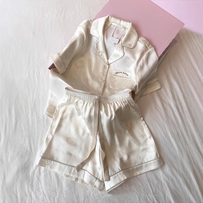 可爱HelloKitty印花冰丝缎面睡