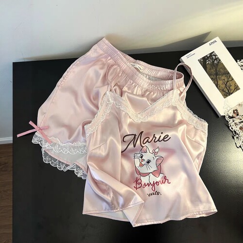 蕾丝花边纯欲V领冰丝吊带睡衣女