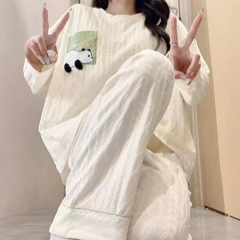 带胸垫睡衣女款秋冬季2025新款纯棉长袖小熊猫春秋款家居服女套装,女士内衣/男士内衣/家居服,睡衣/家居服套装,淘宝优惠券,粉丝福利购,淘宝优惠卷