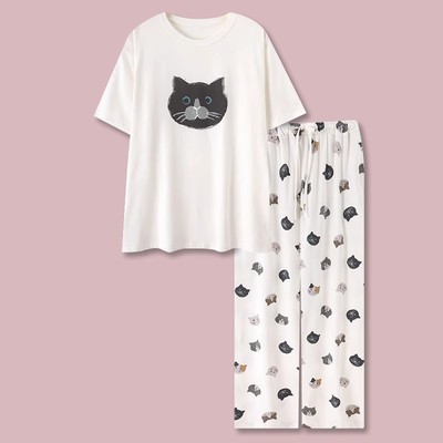 「晚安猫咪」日系ins莫代尔棉睡