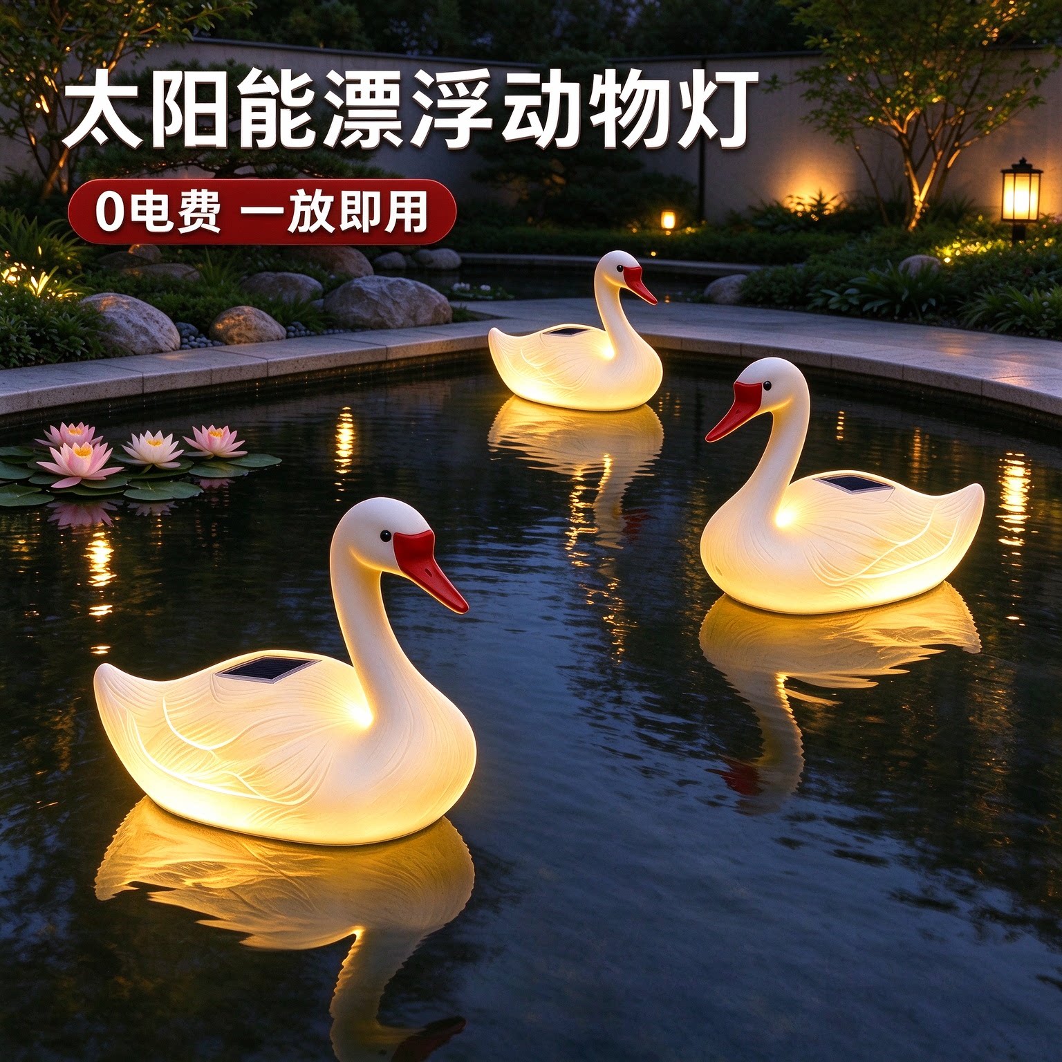 太阳能浮漂灯户外庭院花园水下氛围灯小院室外防水装饰摆件动物灯