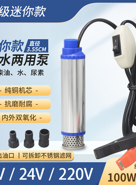 电动抽油泵柴油泵3.5cm新款12v24v220v款油抽子迷你型潜水泵