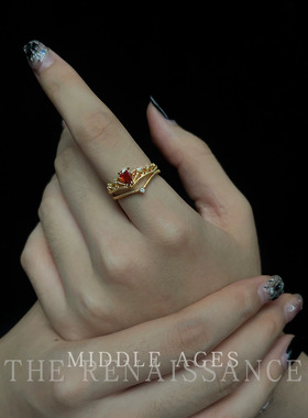 宫廷夜宴~vintage中古风珐琅滴釉戒指复古文艺食指戒小众轻奢手饰