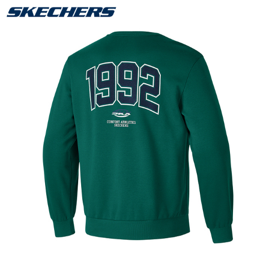 Skechers斯凯奇男女情侣印花卫衣植绒圆领套头上衣P424U031