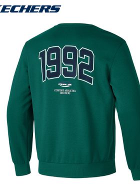 Skechers斯凯奇男女情侣印花卫衣植绒圆领套头上衣P424U031