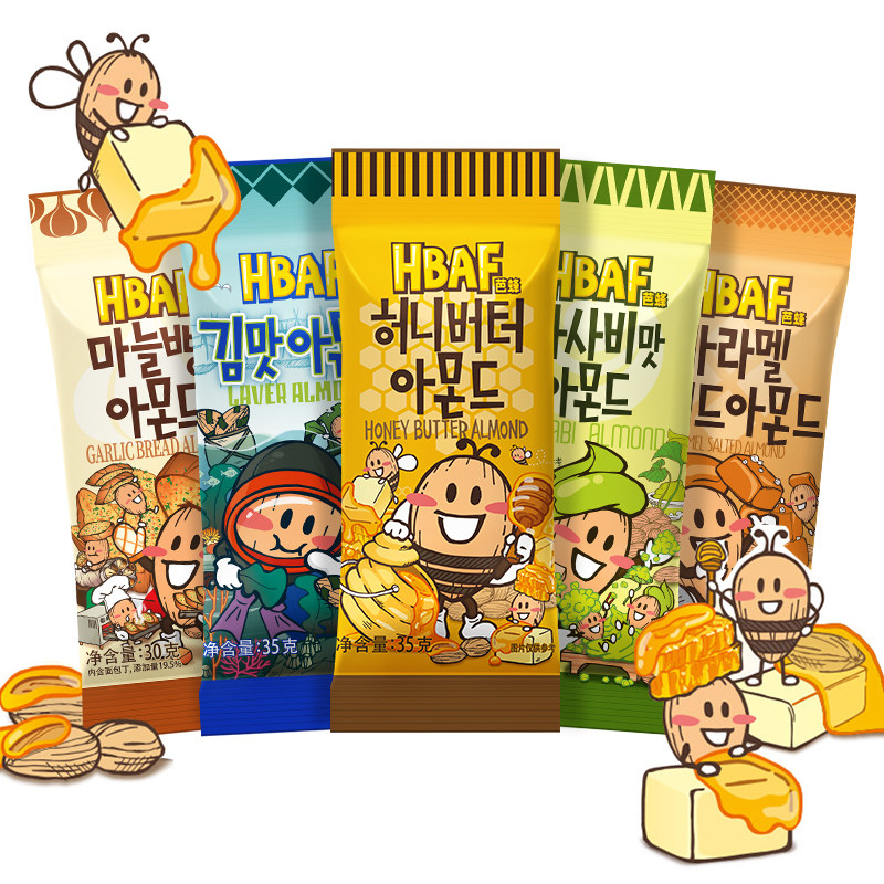 韩国进口HBAF芭蜂蜂蜜黄油扁桃仁巴旦木杏仁汤姆农场坚果干果零食