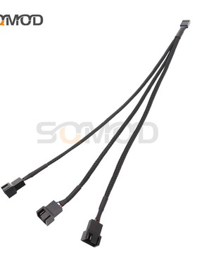 风扇4PIN PWM 1分3转接线 蛇皮网线 风扇转接线 FAN线 主板风扇线 CPU风扇线 FAN风扇线一拖三黑色包网美观