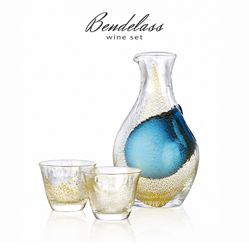 清酒酒具套装日本进口家用手工创意锤纹冷酒壶水晶玻璃日式清酒杯
