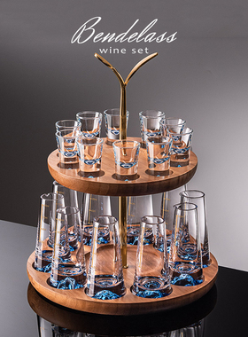 白酒杯套装蓝山小酒杯家用高颜值水晶玻璃一口杯烈酒杯分酒器酒盅