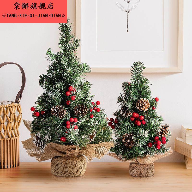 小型耶诞树家用迷你桌面摆件2024新款拍摄道具耶诞节布置上装饰品