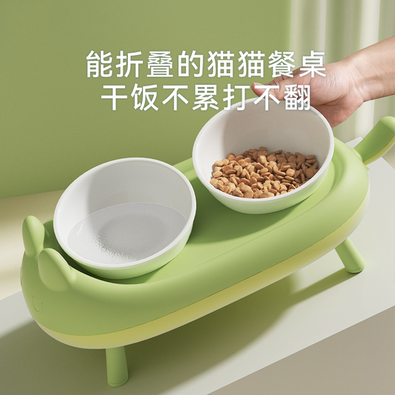 猫碗防滑可折叠高架双碗陶瓷狗碗喂食喝水碗食盆饭盆宠物用品