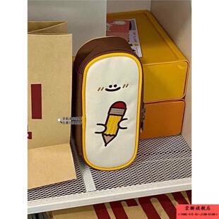 日系ins大容量帆布铅笔袋初中生女孩文具盒高颜值简约笔袋小众耐脏铅笔盒高中生文具袋同款笔盒收纳袋