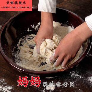 老式家用盆陶瓷瓦盆和面带盖子瓷盆土陶晒酱揉面厨房发面面盆活面